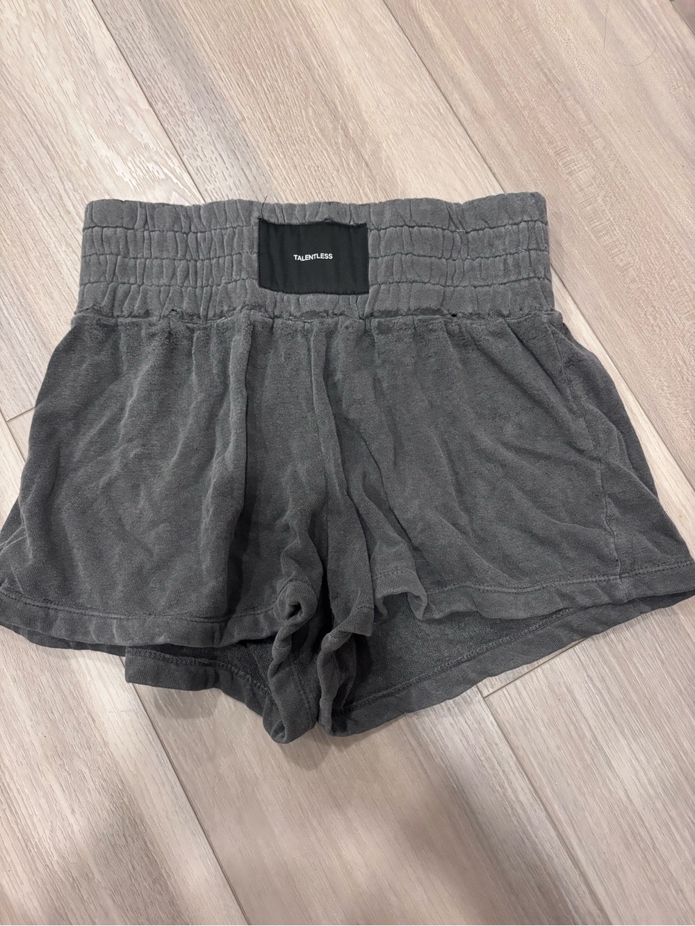 TALENTLESS Charcoal Gray High-Waist Elastic Shorts